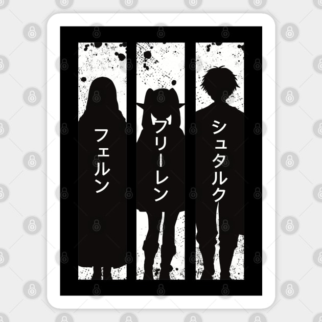 Frieren Party Members Black and White Silhouette with Fern Stark from Sousou no Frieren or Frieren Beyond Journeys End Anime SNF-173 Magnet by Animangapoi